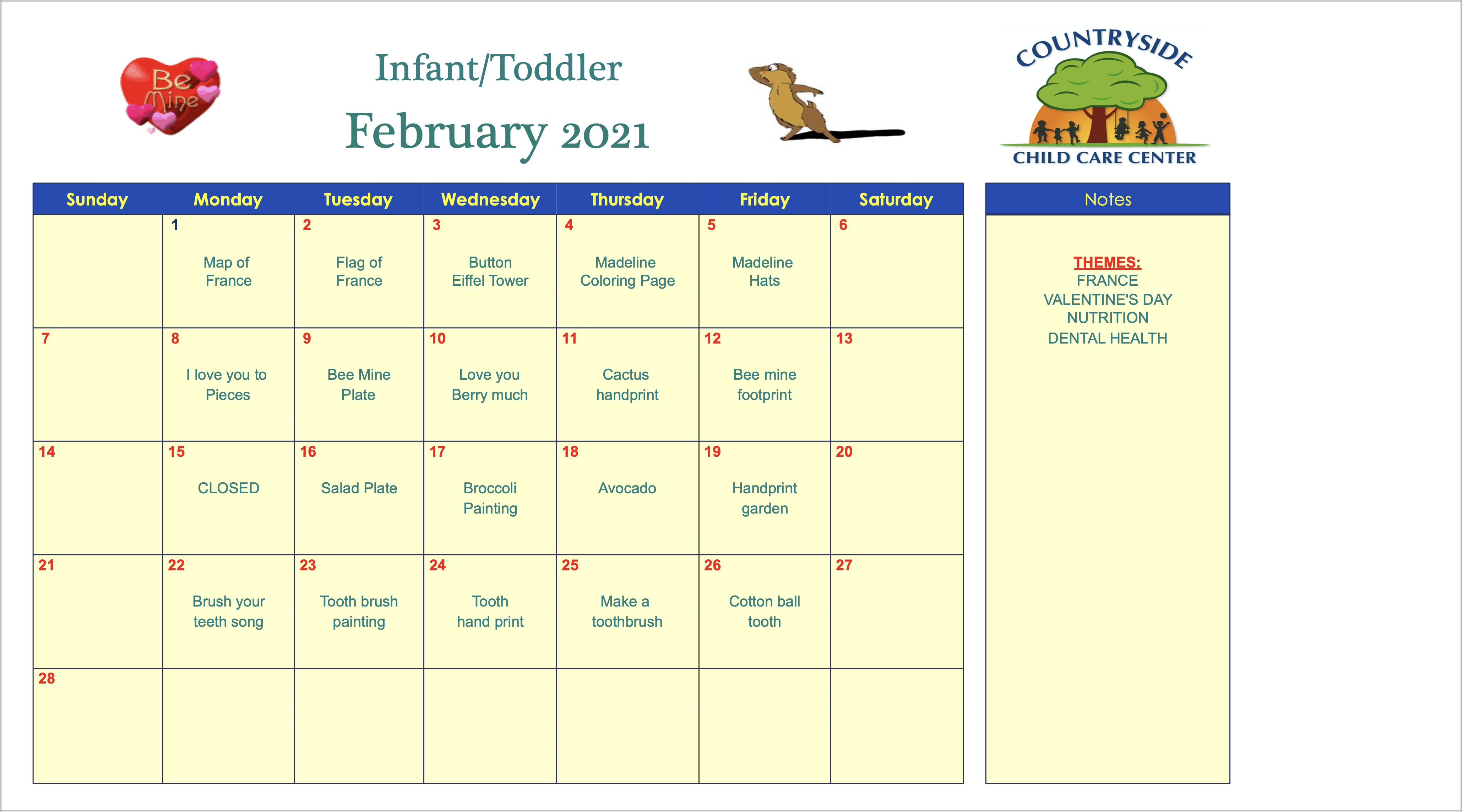 Calendars|Countryside Child Care