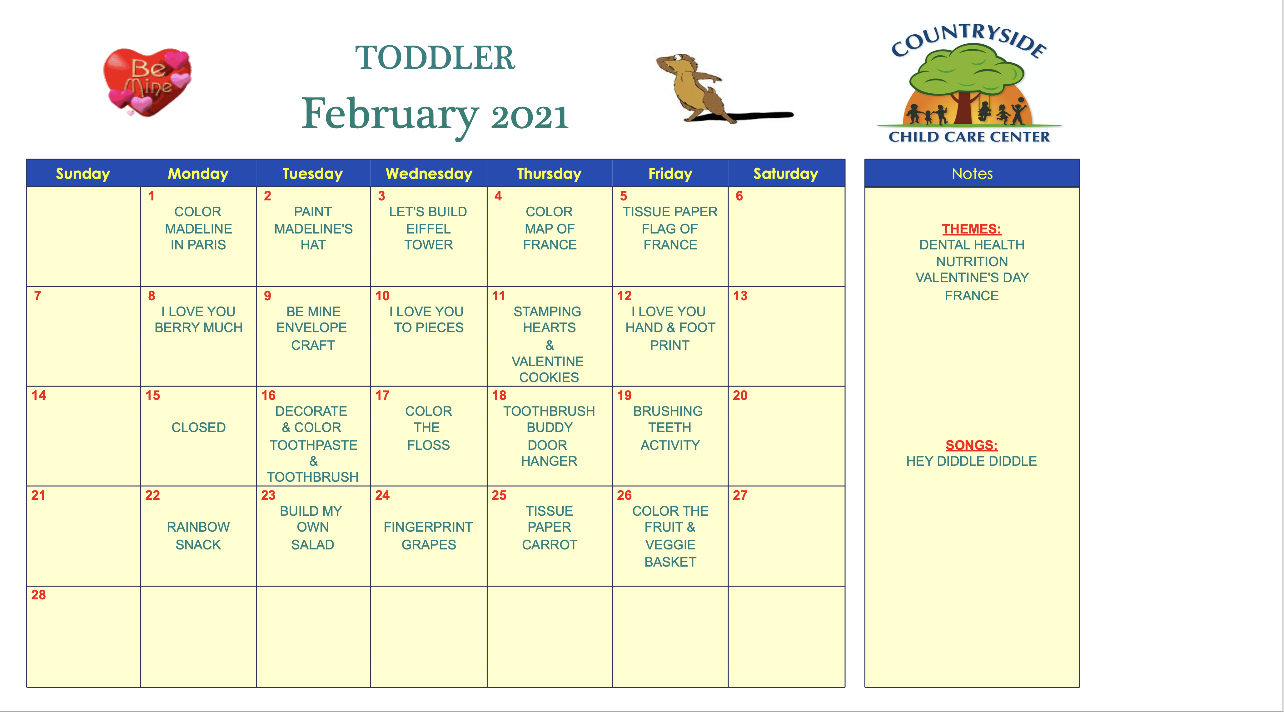 Calendars|Countryside Child Care